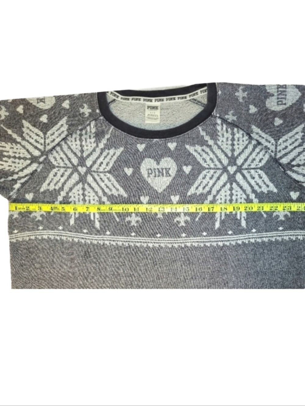 Victoria's Secret Pink Oversized Snowflake Sweater/Tunic Gray White Size Large - Picture 8 of 14